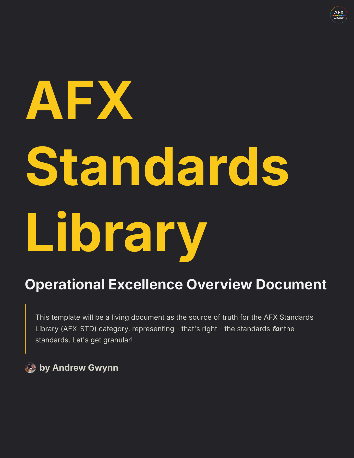 * NEW *  [Digital Download] AFX Standards Library | Operational Procedures & Templates